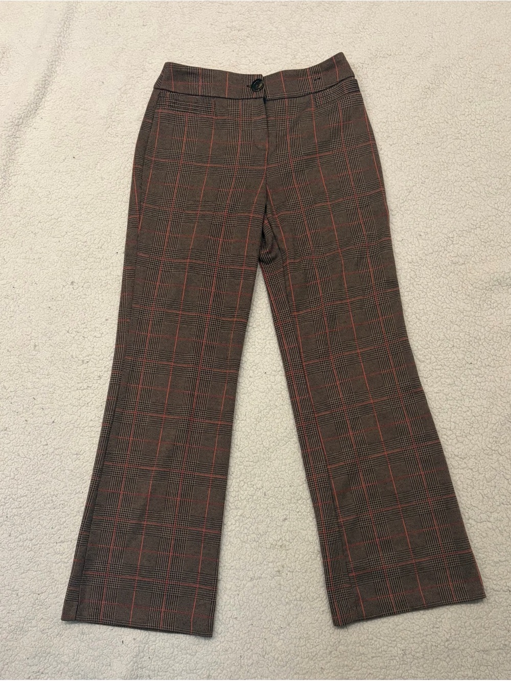 New York & Company Brown Plaid Stretch Career Pants (Size XS Petite)